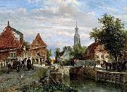A view of the Staal Everspijp and the Grote Kerk in summer, Enkhuizen, unknow artist